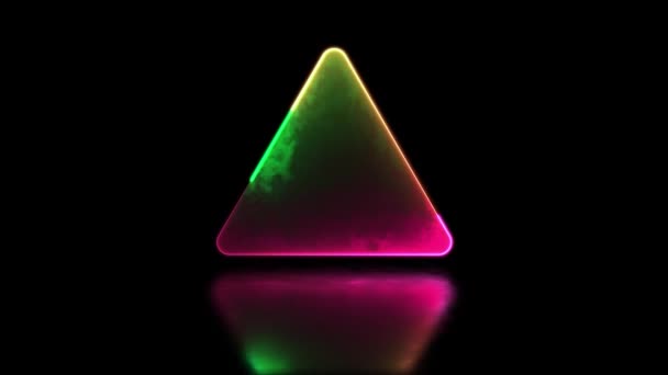 ループ 輝く三角形ネオンフレーム効果 黒い背景 — ストック動画