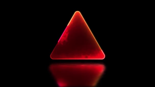 Looping Izzó Háromszög Neon Keret Hatása Fekete Háttér — Stock videók