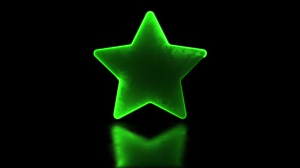 Looping Glowing Star Shaped Neon Frame Effect Black Background — Stock Video