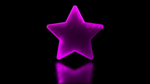 Schleifenförmiger Leuchtender Sternförmiger Neon Rahmen Effekt Schwarzer Hintergrund — Stockvideo