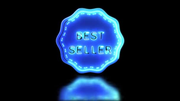 Smyčka Zářící Neonový Efekt Nejprodávanější Ikony Černé Pozadí — Stock video