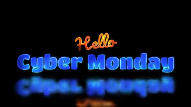 Looping Neon Glow Effect Cyber Monday Word Black Background — Stock video