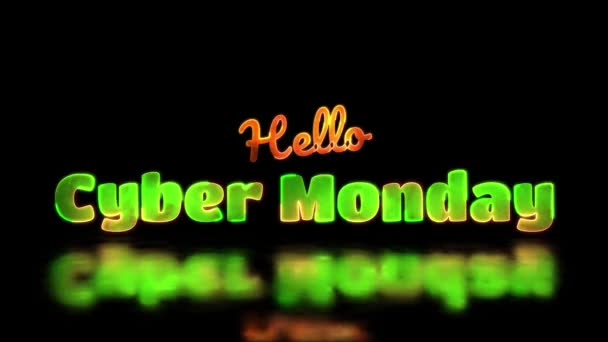 Looping Neon Gloeien Effect Cyber Maandag Woord Zwarte Achtergrond — Stockvideo