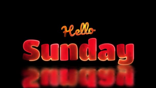 Looping Neon Glow Effect Sunday Word Black Background — Stock Video