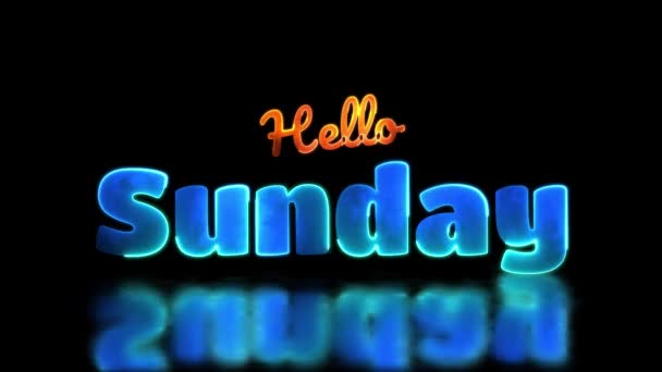 Looping Neon Glow Effect Sunday Word Black Background — Stock video