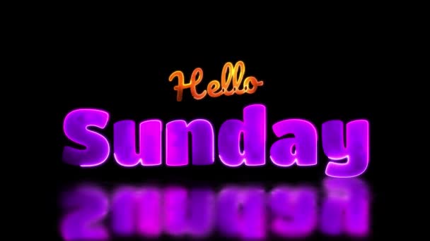 Looping Neon Glow Effect Sunday Word Black Background — Stock video