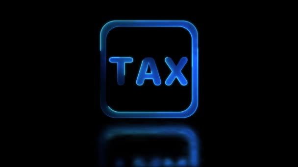 Looping Neon Glow Effect Tax Icons Fundo Preto — Vídeo de Stock