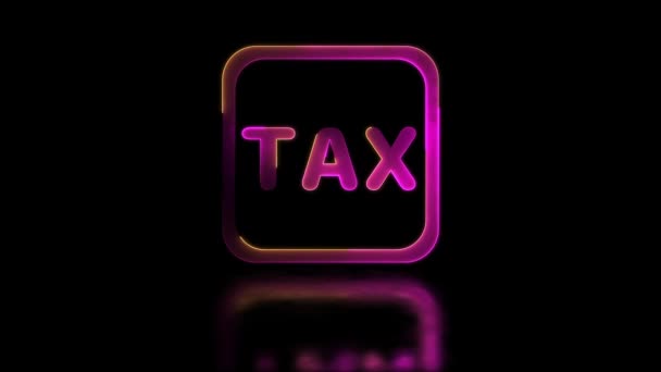 Schleifendes Neon Glüheffekt Steuersymbole Schwarzer Hintergrund — Stockvideo