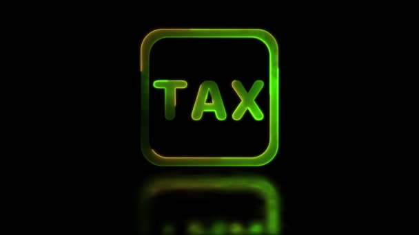 Looping Neon Glow Effect Tax Icons Fundo Preto — Vídeo de Stock