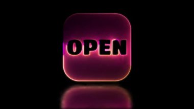 Döngü neon parlaklık efekti açık simgeler, siyah arkaplan. 