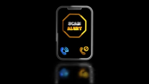 Schleifendes Leuchten Effekt Mobiles Bildschirm Symbol Vorsicht Vor Spam Betrügern — Stockvideo