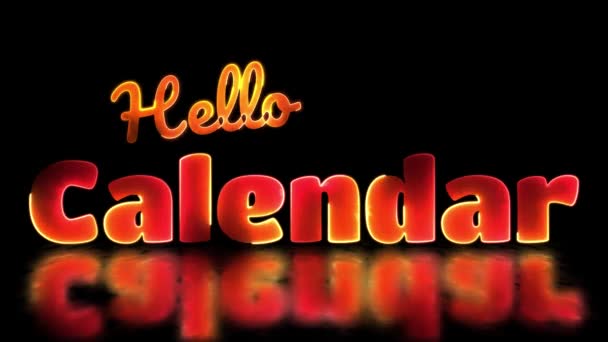 Neon Light Effect Repeating Calendar Text Black Background — Stock Video