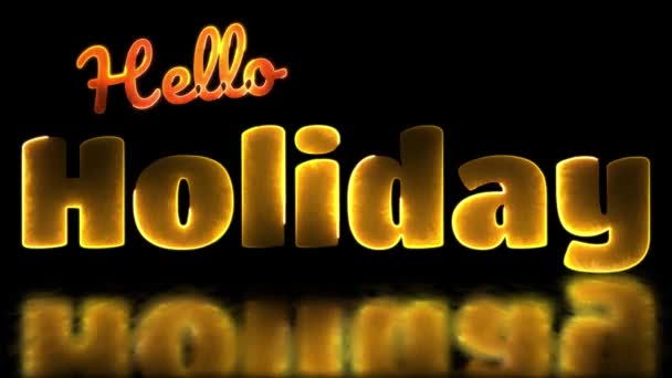 Neon Light Effect Loop Holiday Text Black Background — Stock Video