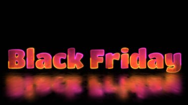 Neon lambası etkisi kara Cuma kelimesi, siyah arkaplan