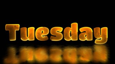 Salı günkü sözcük, siyah arkaplan neon parlaklık efekti