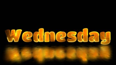 Neon lambası etkisi Çarşamba kelimesi, siyah arkaplan