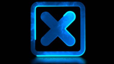 Döngü neon parlaklık etkisi çapraz simge simgesi siyah arka grup