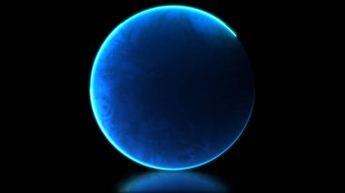 Döngülü neon ışık efekti enerji topu, siyah sırtüstü