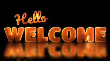 Parlak döngülü Hoşgeldin kelimesi neon çerçeve efekti, siyah arkaplan