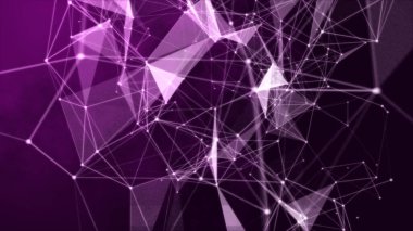 Pembe soyut arkaplan dijital bağlantısı nokta ve çizgileri hareket ettiriyor. teknoloji ağ bağlantı yapısı