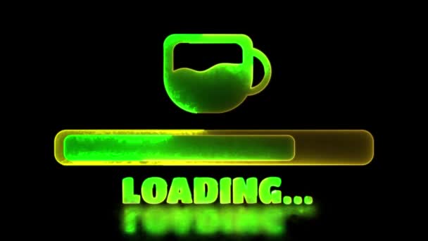 Neon Light Effect Loop Coffee Download Icon Window Black Background — Stock Video