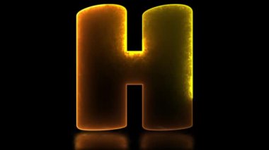 H alfabesi neon efekti, siyah arkaplan döngüsü
