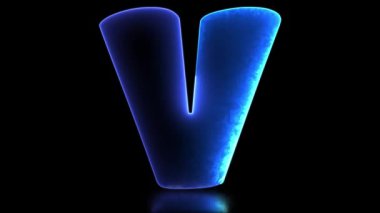 V alfabesi neon etkisi, siyah arkaplan döngüsü