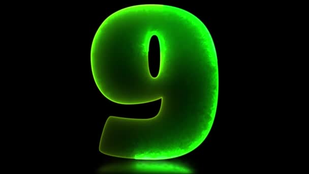 Glowing Looping Numbers Neon Effect Black Background — Stock Video