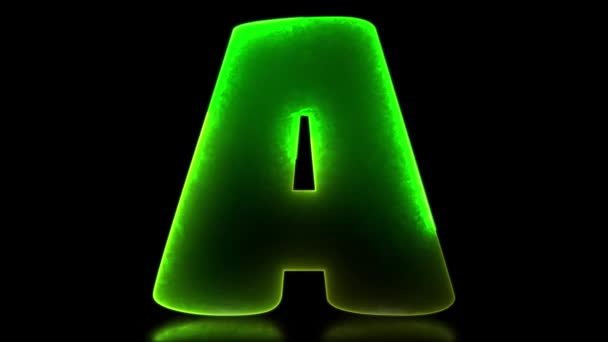 Lowing Looping Letter Alphabet Neon Effect Black Background — Stock Video