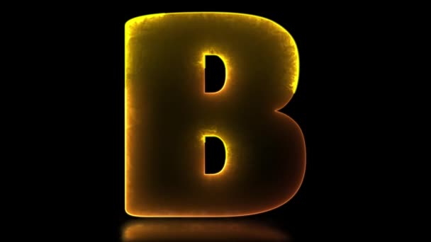 低循环字母B字母霓虹灯效果 黑色背景 — 图库视频影像