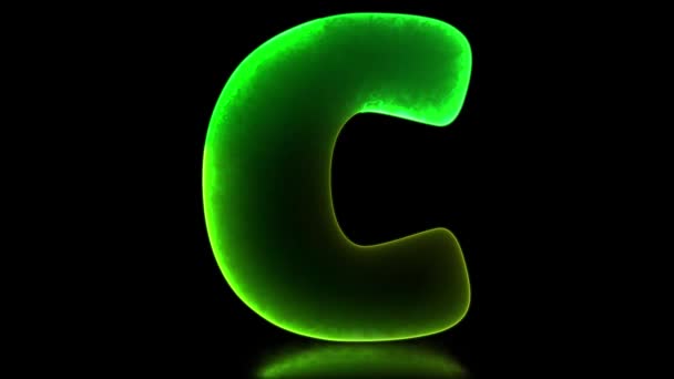 低循环字母C字母表霓虹灯效果 黑色背景 — 图库视频影像