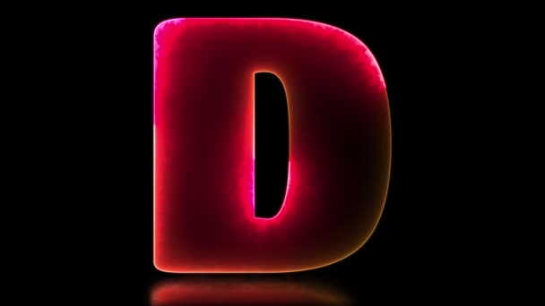 低循环字母D字母表霓虹灯效果 黑色背景 — 图库视频影像