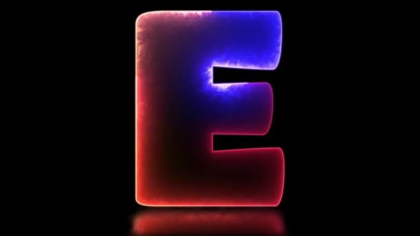 低循环字母E字母表霓虹灯效果 黑色背景 — 图库视频影像
