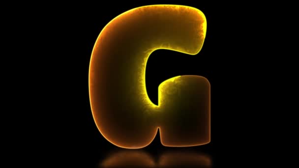 低循环字母G字母表霓虹灯效果 黑色背景 — 图库视频影像