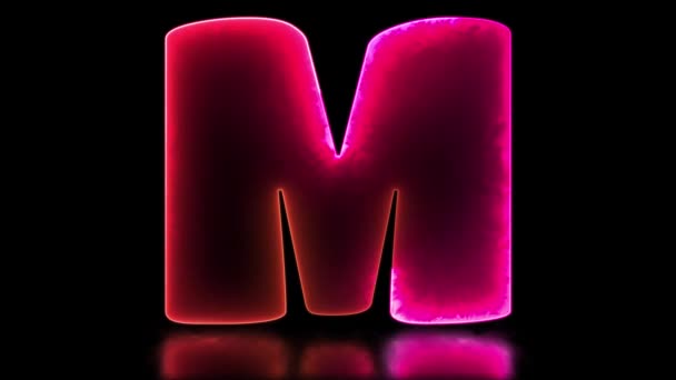 低循环字母M字母表霓虹灯效果 黑色背景 — 图库视频影像