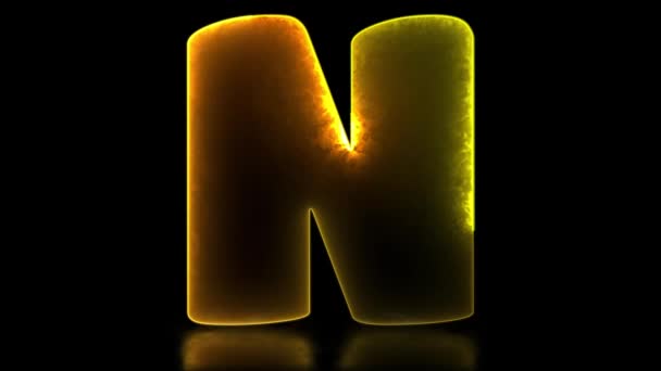 低循环字母N字母表霓虹灯效果 黑色背景 — 图库视频影像