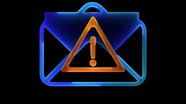 Parlak döngü simgesi e-posta neon etkisi, siyah arkaplan