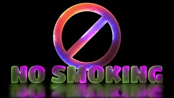 Icono Bucle Brillante Fumar Efecto Neón Fondo Negro — Vídeos de Stock