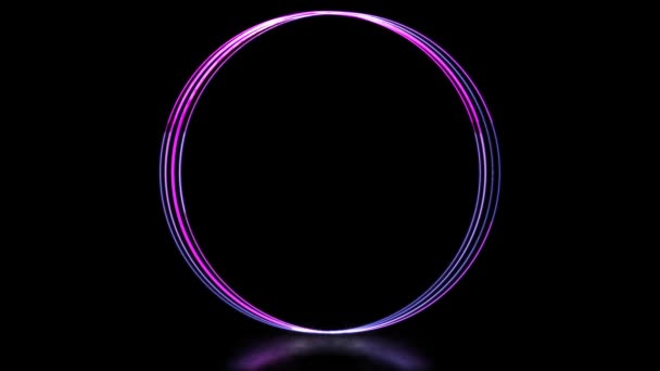 光圈图标圆形霓虹灯效果 黑色背景 — 图库视频影像