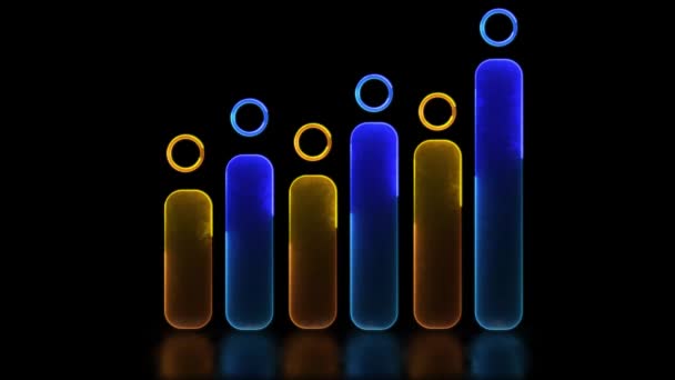 Leuchtende Looping Ikone Investment Graph Neon Effekt Schwarzer Hintergrund — Stockvideo