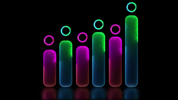 Glowing Looping Icon Investment Graph Neon Effect Black Background — Stock Video