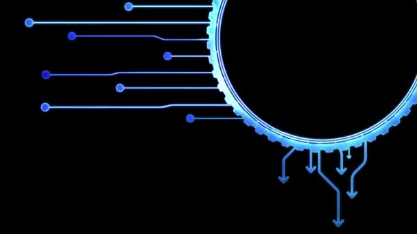 Glödande Looping Ikon Modern Teknik Neon Effekt Svart Bakgrund — Stockvideo