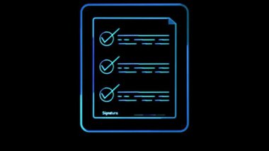 Kullanıcı Parlayan döngü simgesi elektronik imza neon etkisi, siyah arkaplan