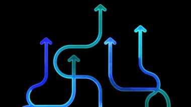 Parlak döngü ikonu yatırım grafiği neon etkisi, siyah arkaplan