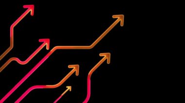 Parlak döngü ikonu yatırım grafiği neon etkisi, siyah arkaplan