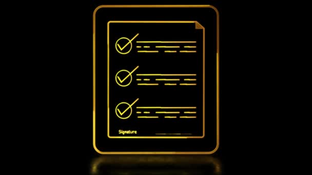 User Glowing Looping Icon Electronic Signature Neon Effect Black Background — Stock Video