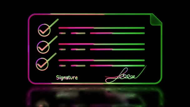 用户光环图标电子签名霓虹灯效果 黑色背景 — 图库视频影像