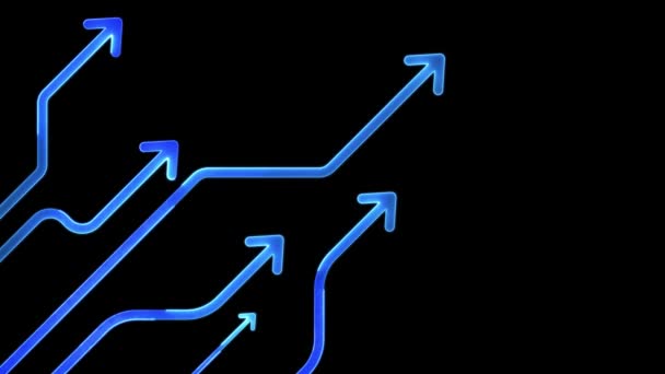 Glowing Looping Icon Investment Graph Neon Effect Black Background — Stock video
