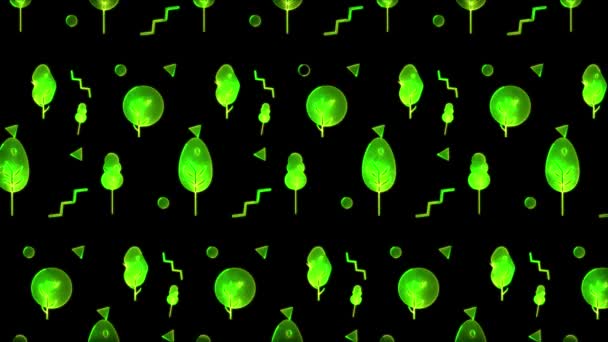 Gloeiende Looping Neon Effect Patroon Abstracte Achtergrond Zwarte Achtergrond — Stockvideo