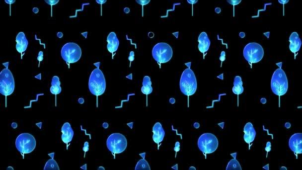 Brilhante Looping Neon Efeito Padrão Abstrato Fundo Fundo Preto — Vídeo de Stock